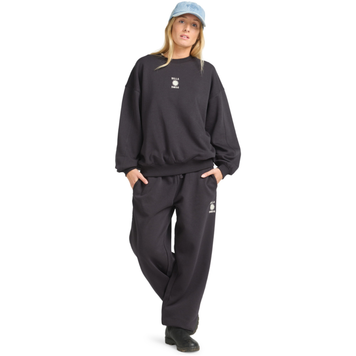 2025 Billabong Mujer So Sunny Kendal Crew Fleece EBJFT00155 - Black Pebble